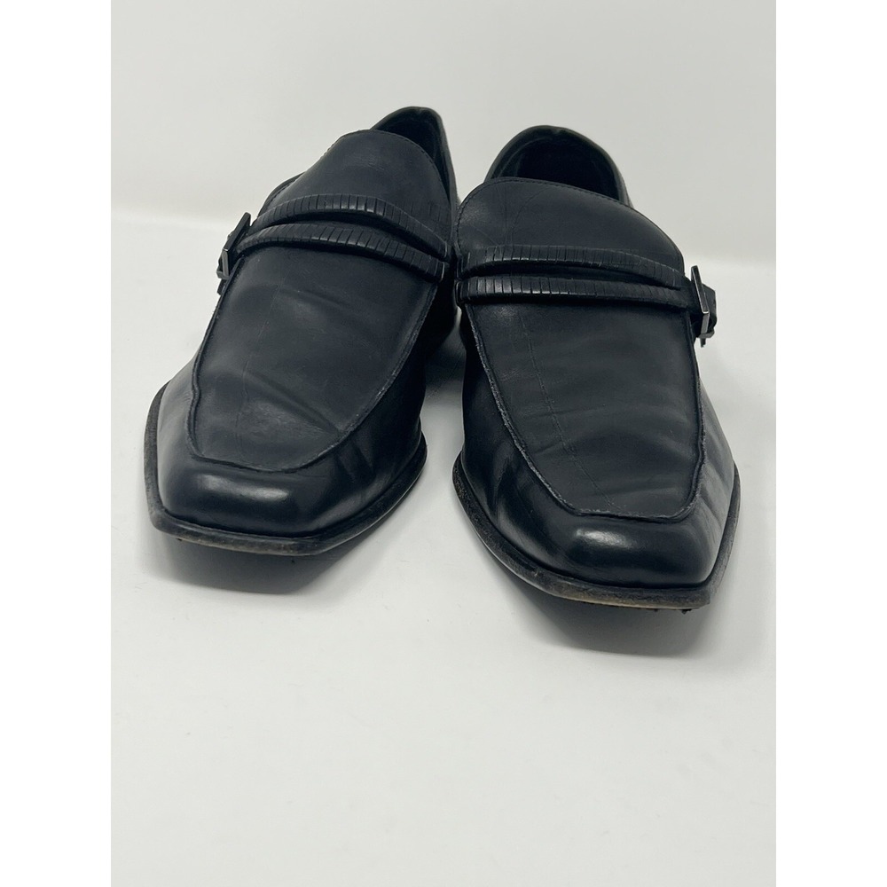 Cesare Paciotti Mens Black Leather Square Toe Loafers Buckle Strap Shoes 8.5 - Picture 4 of 16